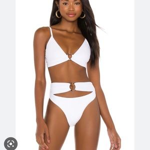 PQ Water Lily Ring High Waist Teeny Bikini Bottom Large (10-12) White in Color